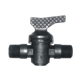 Mini válvula com rosca macho de ambos os lados, disponível em 1/2"x1/2" ou em 3/4"x3/4".